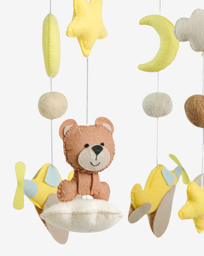 Babble Wrap Cot Mobile-Teddy’s Sky Adventure-Stimulates Baby's Visual Senses-For Calm Baby Sleep