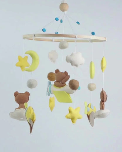 Babble Wrap Cot Mobile-Teddy’s Sky Adventure-Stimulates Baby's Visual Senses-For Calm Baby Sleep