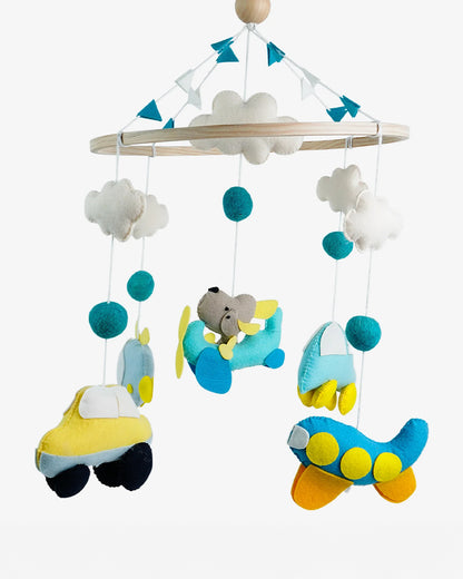 Babble Wrap Cot Mobile-Wings & Wheels Wonderland-Stimulates Baby's Visual Senses-For Calm Baby Sleep