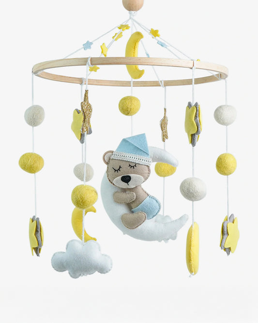 Babble Wrap Cot Mobile-Dreaming Teddy Bear-Stimulates Baby's Visual Senses-For Calm Baby Sleep