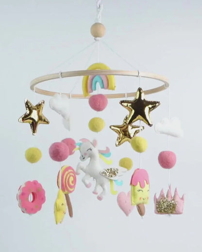 Babble Wrap Cot Mobile-Whimsical Unicorn-Stimulates Baby's Visual Senses-For Calm Baby Sleep
