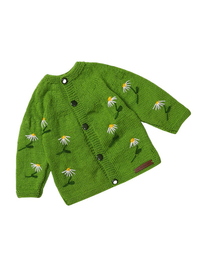 The Original Knit Green Winter Wear Sweater with Caps, Booties & Mittens-Crochet-Acrylic-For Infants