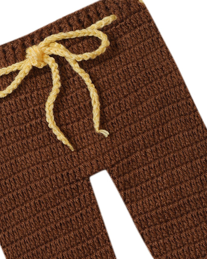 The Original Knit Brown Winter Wear Sweater Set with Caps & Booties-Crochet-Acrylic-For Infants