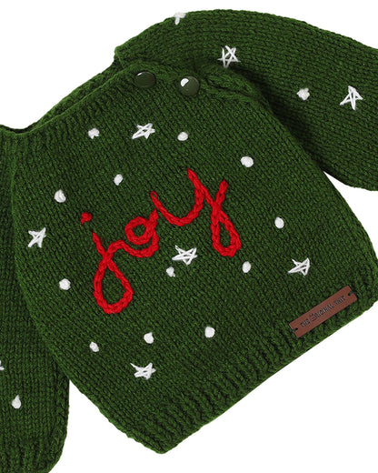 The Original Knit Green & Red Winter Wear Sweater Set-Crochet-Acrylic-For Infants