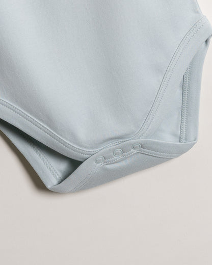 Twingle 100% Organic Cotton Baby Bodysuit-Short Sleeves-Nickel Free Snaps-Light Blue-Solid-For Infants