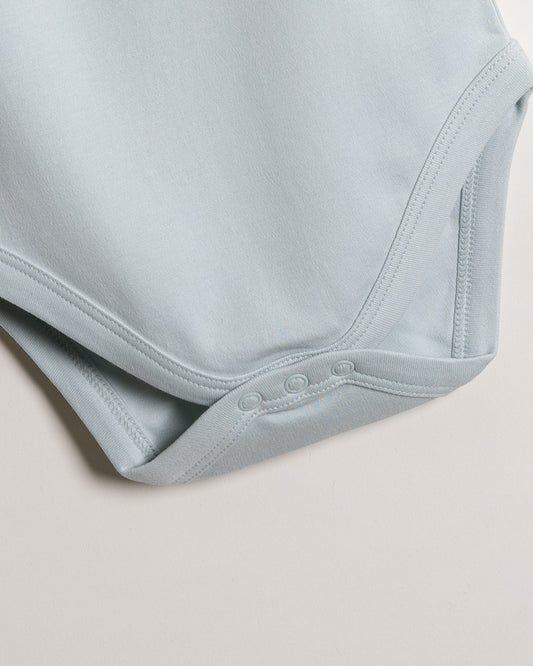 Twingle 100% Organic Cotton Baby Bodysuit-Short Sleeves-Nickel Free Snaps-Light Blue-Solid-For Infants
