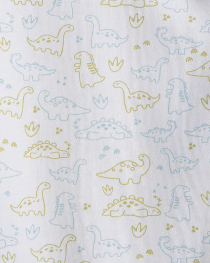 Twingle 100% Organic Cotton Bodysuit-Envelope Neck for Easy Dressing-Nickel Free Snaps-Dino Print-Light Blue-Pack of 2-For Infants