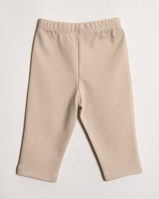 Twingle 100% Organic Cotton Baby Leggings-Pajama-Gentle Waistband-Tag Free Comfort-Beige-Solid-For Infants