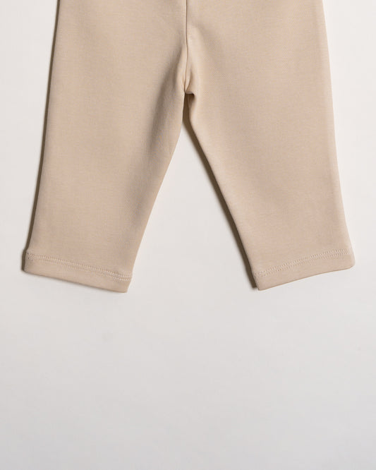 Twingle 100% Organic Cotton Baby Leggings-Pajama-Gentle Waistband-Tag Free Comfort-Beige-Solid-For Infants