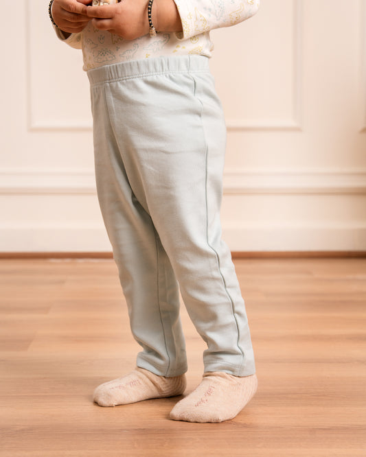 Twingle 100% Organic Cotton Baby Leggings-Pajama-Gentle Waistband-Tag Free Comfort-Light Blue-Solid-For Infants