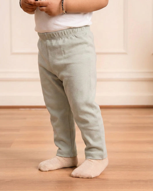 Twingle 100% Organic Cotton Baby Leggings-Pajama-Gentle Waistband-Tag Free Comfort-Sage Green-Solid-For Infants