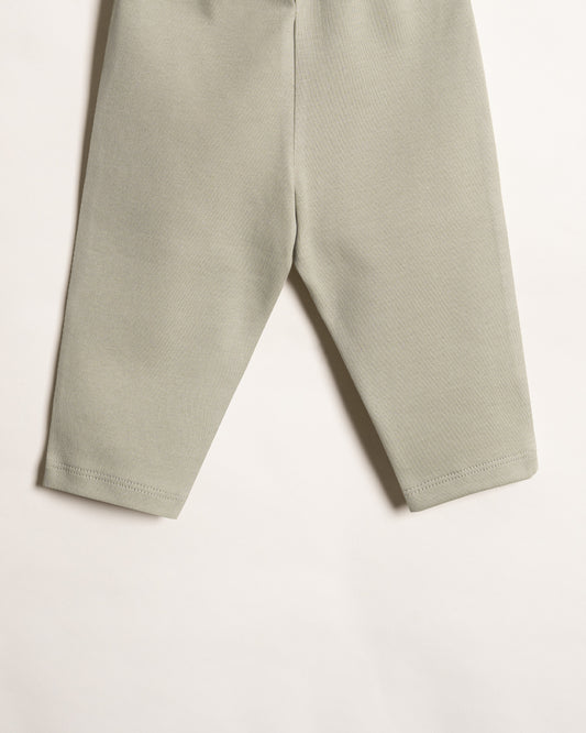 Twingle 100% Organic Cotton Baby Leggings-Pajama-Gentle Waistband-Tag Free Comfort-Sage Green-Solid-For Infants