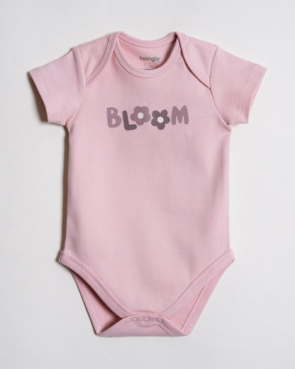 Twingle 100% Organic Cotton Baby Bodysuit-Short Sleeves-Nickel Free Snaps-Pastel Pink-Solid-For Infants