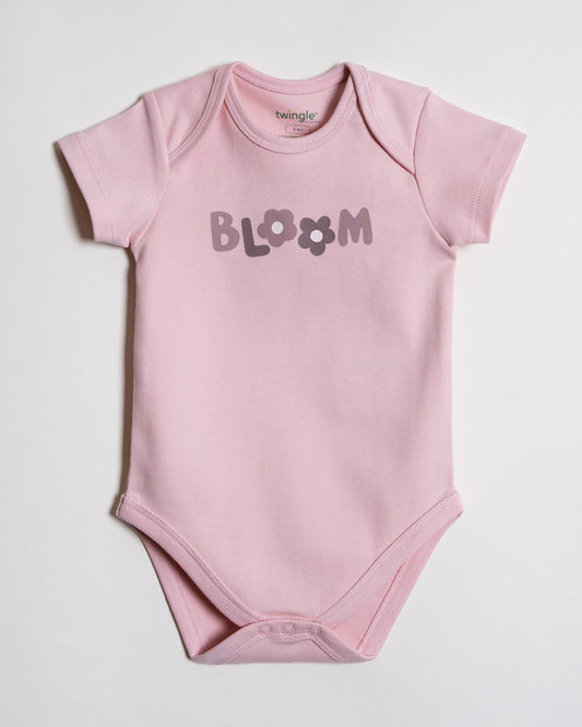 Twingle 100% Organic Cotton Baby Bodysuit-Short Sleeves-Nickel Free Snaps-Pastel Pink-Solid-For Infants