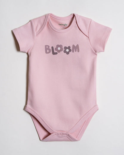 Twingle 100% Organic Cotton Bodysuit-Envelope Neck for Easy Dressing-Nickel Free Snaps-Floral Print-Pastel Pink-Pack of 2-For Infants