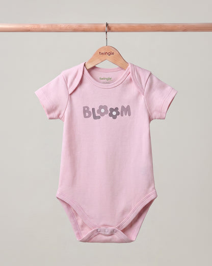 Twingle 100% Organic Cotton Bodysuit-Envelope Neck for Easy Dressing-Nickel Free Snaps-Short Sleeves-Solid-Pastel Pink-For Infants