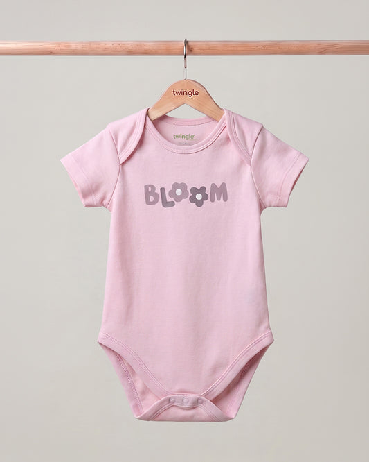 Twingle 100% Organic Cotton Bodysuit-Envelope Neck for Easy Dressing-Nickel Free Snaps-Floral Print-Pastel Pink-Pack of 2-For Infants