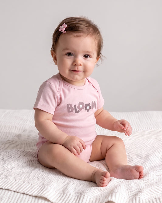 Twingle 100% Organic Cotton Bodysuit-Envelope Neck for Easy Dressing-Nickel Free Snaps-Short Sleeves-Solid-Pastel Pink-For Infants