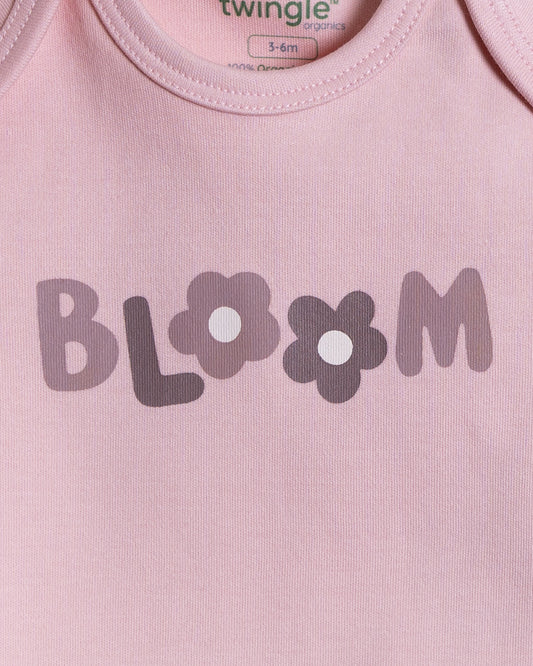 Twingle 100% Organic Cotton Baby Bodysuit-Short Sleeves-Nickel Free Snaps-Pastel Pink-Solid-For Infants