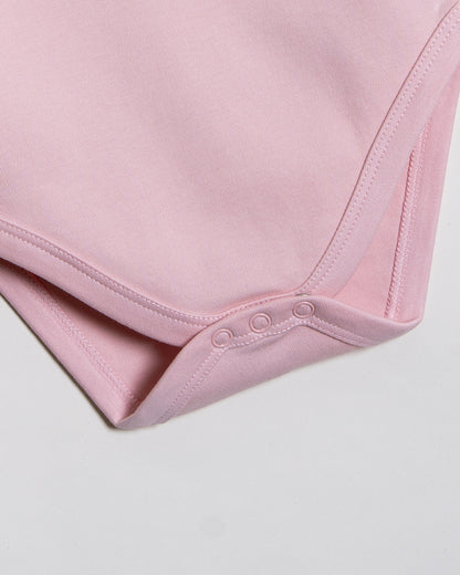 Twingle 100% Organic Cotton Baby Bodysuit-Short Sleeves-Nickel Free Snaps-Pastel Pink-Solid-For Infants