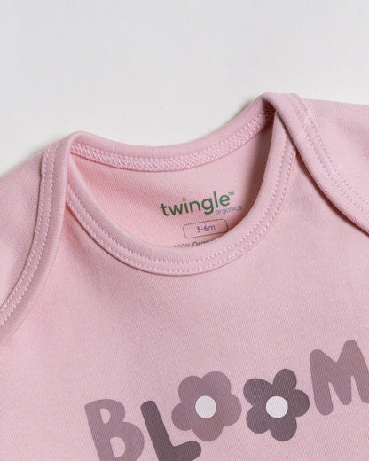 Twingle 100% Organic Cotton Baby Bodysuit-Short Sleeves-Nickel Free Snaps-Pastel Pink-Solid-For Infants