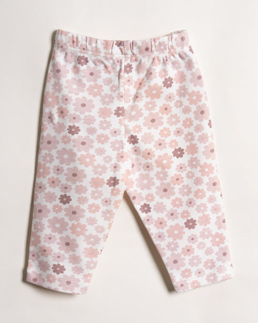 Twingle 100% Organic Cotton Baby Leggings-Pajama-Gentle Waistband-Tag Free Comfort-Pastel Pink-Floral Print-For Infants