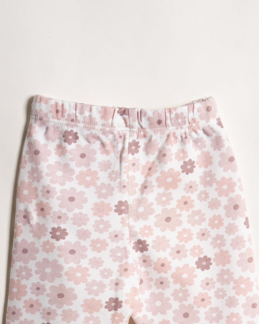 Twingle 100% Organic Cotton Baby Leggings-Pajama-Gentle Waistband-Tag Free Comfort-Pastel Pink-Floral Print-For Infants
