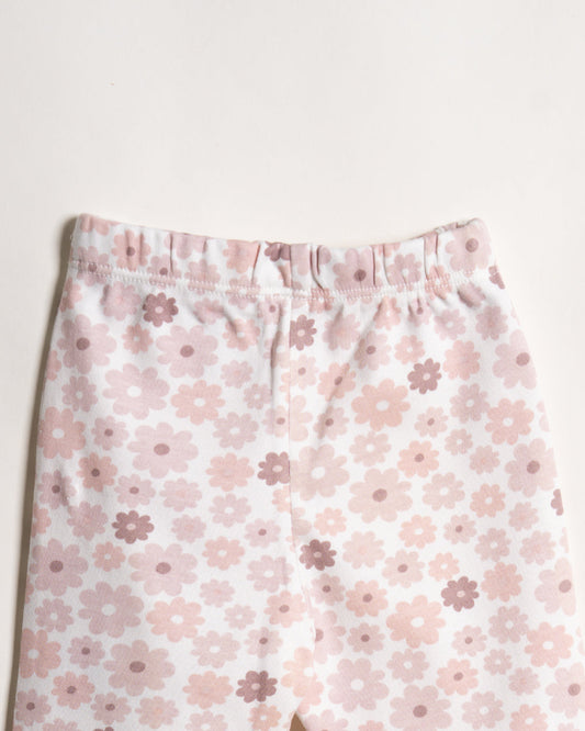 Twingle 100% Organic Cotton Leggings-Soft Elasticated Waistband-No Itchy Tags-Solid-Floral Print-Pastel Pink-Pack of 2-For Infants