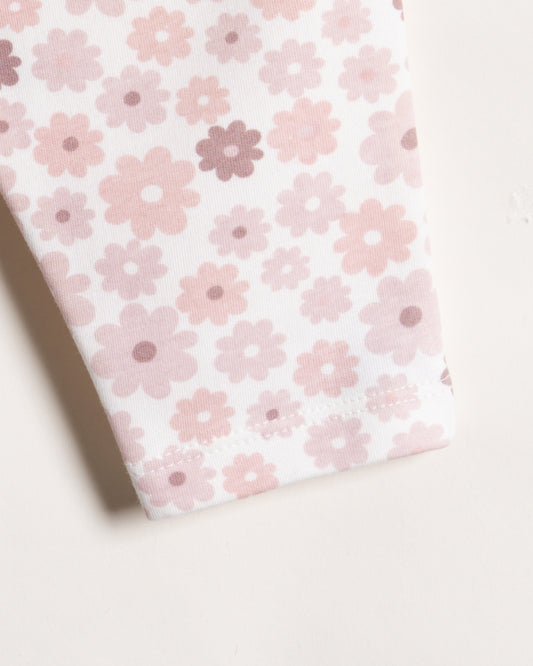 Twingle 100% Organic Cotton Baby Leggings-Pajama-Gentle Waistband-Tag Free Comfort-Pastel Pink-Floral Print-For Infants