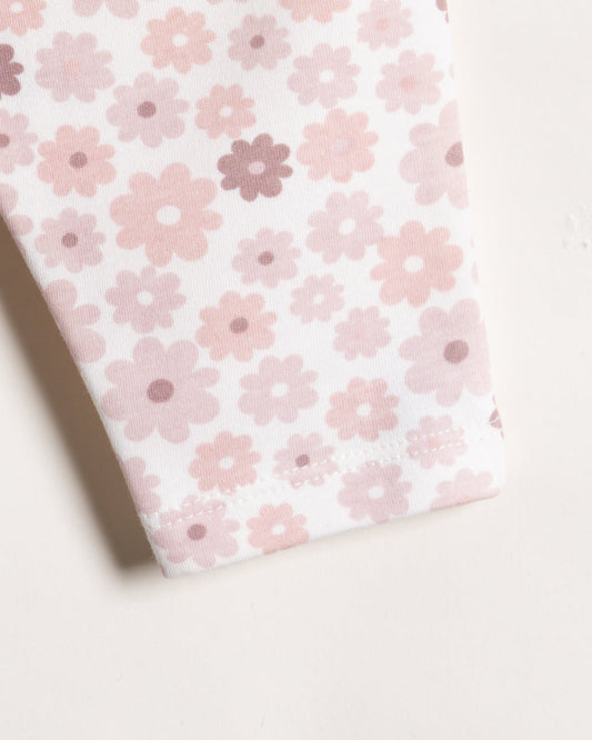 Twingle 100% Organic Cotton Baby Leggings-Pajamas Set-Gentle Waistband-Tag Free Comfort-Pastel Pink & White-Hearts & Stars & Floral Print-Pack of 2-For Infants