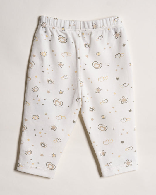Twingle 100% Organic Cotton Baby Leggings-Pajamas Set-Gentle Waistband-Tag Free Comfort-Pastel Pink & White-Hearts & Stars & Floral Print-Pack of 2-For Infants