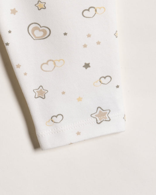 Twingle 100% Organic Cotton Baby Leggings-Pajamas Set-Gentle Waistband-Tag Free Comfort-Pastel Pink & White-Hearts & Stars & Floral Print-Pack of 2-For Infants