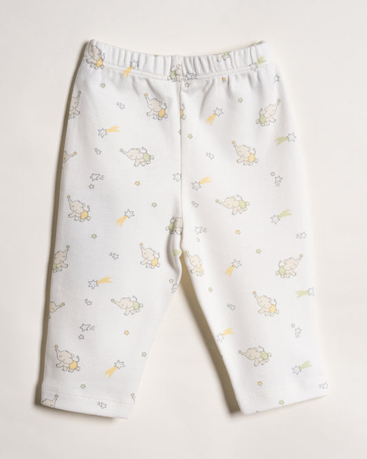 Twingle 100% Organic Cotton Baby Leggings-Pajama-Gentle Waistband-Tag Free Comfort-White-Elephant Print-For Infants