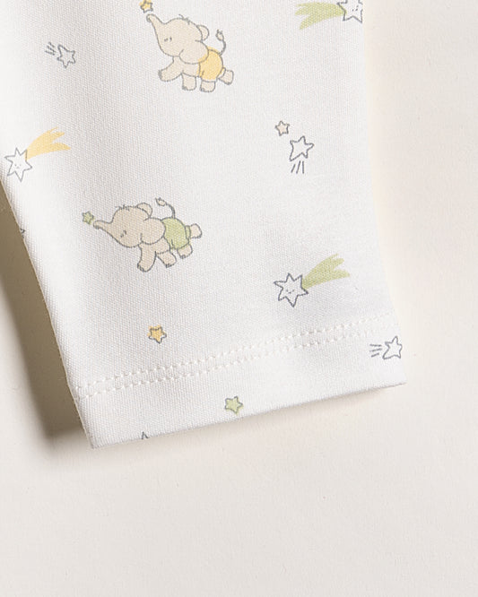 Twingle 100% Organic Cotton Baby Leggings-Pajama-Gentle Waistband-Tag Free Comfort-White-Elephant Print-For Infants