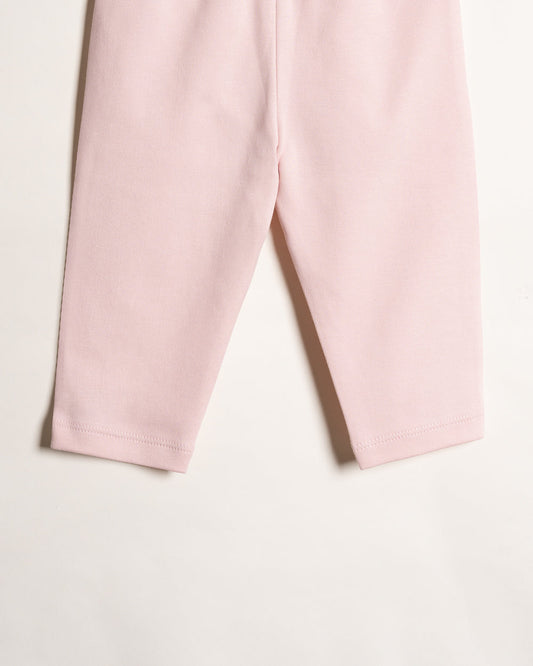 Twingle 100% Organic Cotton Baby Leggings-Pajamas Set-Gentle Waistband-Tag Free Comfort-Pastel Pink & Beige-Solid-Pack of 2-For Infants