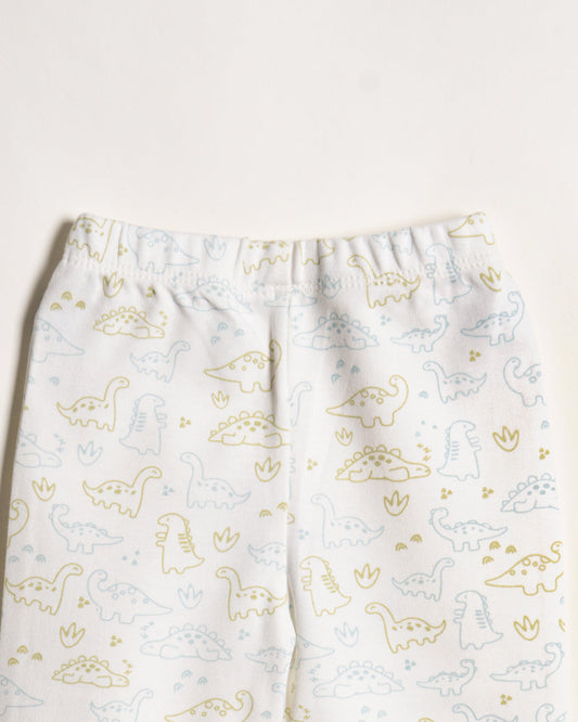 Twingle 100% Organic Cotton Baby Leggings-Pajamas Set-Gentle Waistband-Tag Free Comfort-White-Elephant & Dino Print-Pack of 2-For Infants