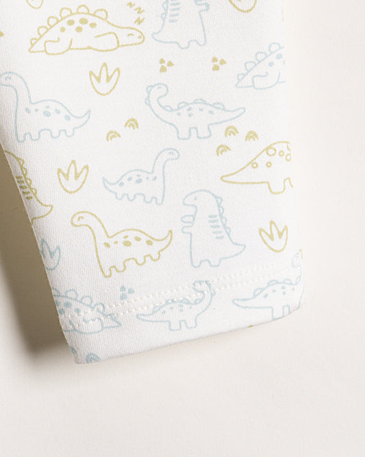 Twingle 100% Organic Cotton Baby Leggings-Pajama-Gentle Waistband-Tag Free Comfort-White-Dino Print-For Infants