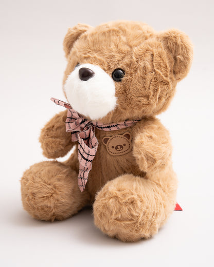 Just Bear Brown Miso Soft Toy With Leather Patch-Plush Cuddly & Huggable Bear-36M+