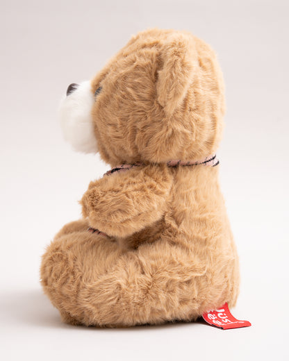 Just Bear Brown Miso Soft Toy With Leather Patch-Plush Cuddly & Huggable Bear-36M+