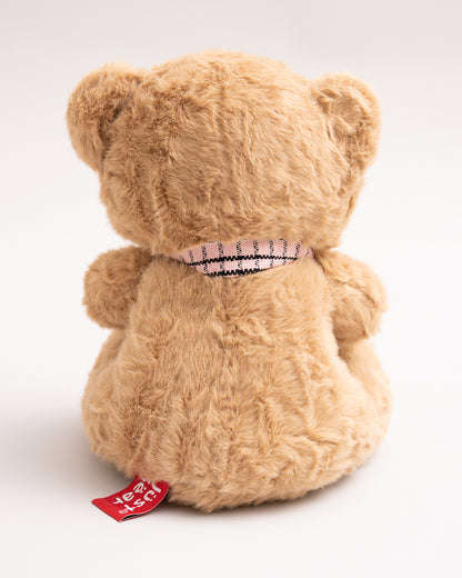 Just Bear Brown Miso Soft Toy With Leather Patch-Plush Cuddly & Huggable Bear-36M+