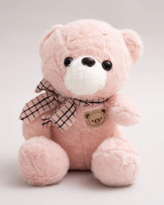Just Bear Pink Miso Soft Toy With Leather Patch-Plush Cuddly & Huggable Bear-36M+