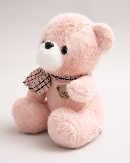 Just Bear Pink Miso Soft Toy With Leather Patch-Plush Cuddly & Huggable Bear-36M+