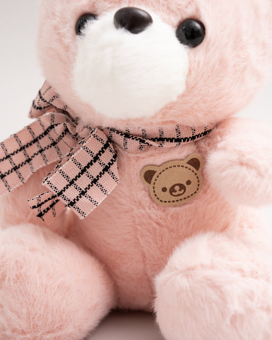 Just Bear Pink Miso Soft Toy With Leather Patch-Plush Cuddly & Huggable Bear-36M+