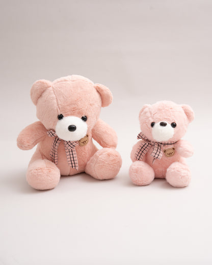 Just Bear Pink Miso Soft Toy With Leather Patch-Plush Cuddly & Huggable Bear-36M+