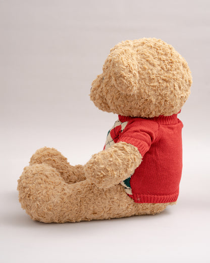 Just Bear Ollie Soft Toy With Red Check Sweater-Ultra Soft & Huggable Teddy-36M+