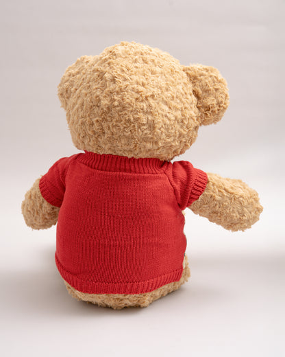 Just Bear Ollie Soft Toy With Red Check Sweater-Ultra Soft & Huggable Teddy-36M+