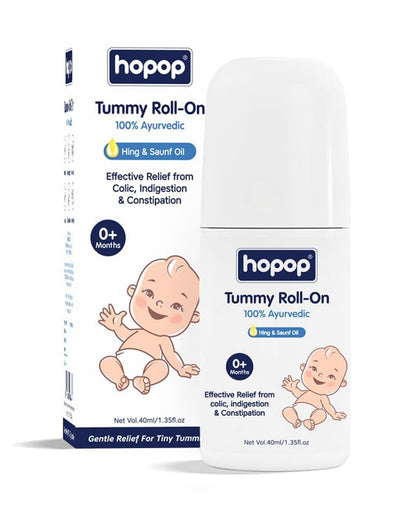 Hopop Anti Colic Tummy Roll On-100% Ayurvedic-Effective Colic, Indigestion & Constipation Relief-Vegan & Chemical Free-For Infants