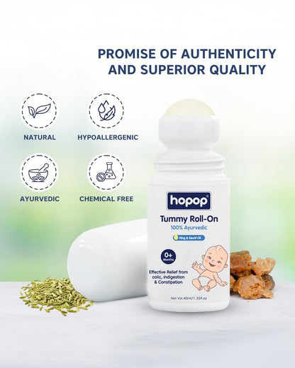 Hopop Anti Colic Tummy Roll On-100% Ayurvedic-Effective Colic, Indigestion & Constipation Relief-Vegan & Chemical Free-For Infants