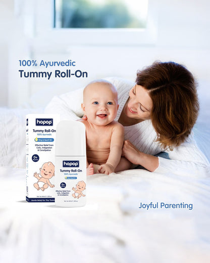 Hopop Anti Colic Tummy Roll On-100% Ayurvedic-Effective Colic, Indigestion & Constipation Relief-Vegan & Chemical Free-For Infants