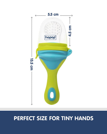 Hopop Soft Silicone Fruit & Food Nibbler-BPA Free-Mesh Feeder-Green & Blue-For Infants